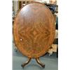 Image 2 : Antique Victorian burn walnut tilt top loo table with inlaid banding on top surface and pedestal wit
