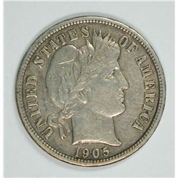 1905 BARBER DIME, XF