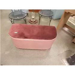 VINTAGE WICKER HAMPER WITH VELVET COVERED TOP