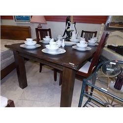 TABLE WITH POP UP LEAF - NEW - WOOD FROM RECYCLED MATERIAL - HAS ORIGINAL TAGS - 4 LEGS