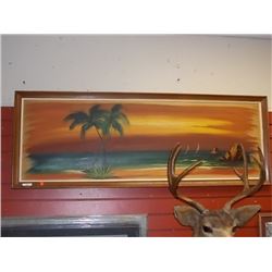 FRAMED PICTURE- SUNSET ON BEACH