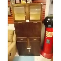 VINTAGE HOOSIER CABINET - OAK - CIRCA 1930 0 STAMFORD FURNITURE - DROP FRONT WITH ENAMEL TOP WORKING