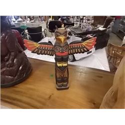 UNIQUE HAND CRAFTED FIRST NATIONS  TOTEM POLE WITH WINGS - 14"  H - RETAIL $150