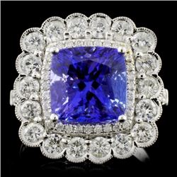 18K White Gold 4.14ct Tanzanite & 1.41ct Diamond R