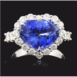 18K White Gold 4.08ct Sapphire & 1.39ct Diamond Ri