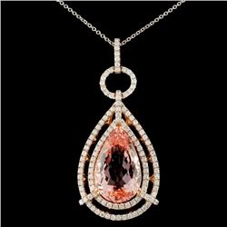 14K Gold 8.50ct Morganite & 1.32ctw Diamond Pendan