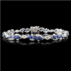 14K Gold 6.37ctw Sapphire & 1.21ctw Diamond Bracel