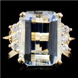 14K Gold 6.04ct Aquamarine & 0.17ct Diamond Ring