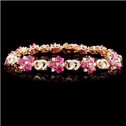 14K Gold 6.53ctw Ruby & 1.45ctw Diamond Bracelet