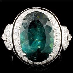 14K Gold 6.84ct Tourmaline & 0.79ctw Diamond Ring