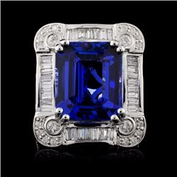 18K Gold 10.71ct Tanzanite & 1.70ctw Diamond Ring