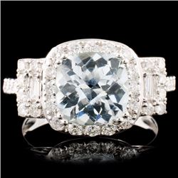 14K Gold 2.04ct Aquamarine & 0.80ctw Diamond Ring