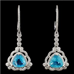 14K Gold 2.87ct Apatite & 0.69ctw Diamond Earrings