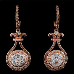 14K Rose Gold 1.81ctw Fancy Color Diamond Earrings