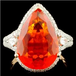 14K Gold 4.90ct Opal & 0.64ctw Diamond Ring