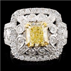 *GIA 18K Gold 2.74ctw Fancy Diamond Ring