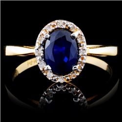 14K Yellow Gold 1.00ct Sapphire & 0.05ct Diamond R