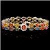 `14k Gold 37ct Sapphire 0.45ct Diamond Bracelet