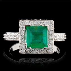 14K White Gold 1.35ct Emerald & 1.64ct Diamond Rin