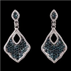 14K White Gold 1.33ctw Fancy Color Diamond Earring