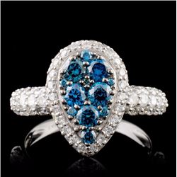 14K White Gold 1.59ctw Fancy Color Diamond Ring