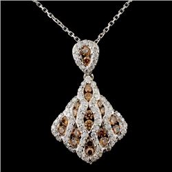 14K White Gold 1.07ctw Fancy Color Diamond Pendant