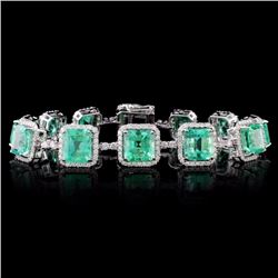18K Gold 23.14ct Emerald & 2.98ct Diamond Bracelet