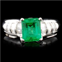 14K Gold 1.25ct Emerald & 0.50ctw Diamond Ring