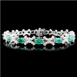 14K Gold 6.10ctw Emerald & 1.85ctw Diamond Bracele