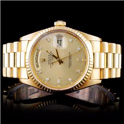 Rolex YG Day-Date Men's Diamond Wristwatch