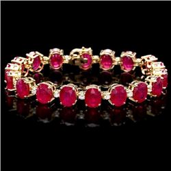 `14k Gold 45.80ct Ruby 1.20ct Diamond Bracelet