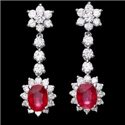 `14k Gold 4ct Ruby 2.50ct Diamond Earrings