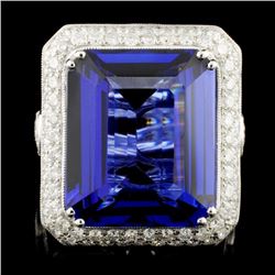 18K Gold 21.50ct Tanzanite & 3.93ctw Diamond Ring