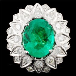 18K Gold 4.23ct Emerald & 1.93ctw Diamond Ring