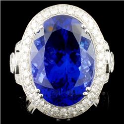 18K Gold 17.41ct Tanzanite & 3.68ctw Diamond Ring