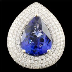 18K Gold 12.77ct Tanzanite & 3.79 Diamond Ring