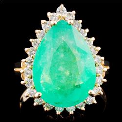 14K Gold 5.14ct Emerald & 0.53ctw Diamond Ring