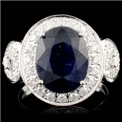 14K Gold 5.14ct Sapphire & 0.73ctw Diamond Ring