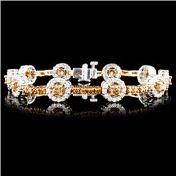14K Gold 3.67ctw Fancy Color Diamond Bracelet