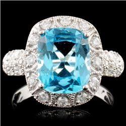 14K Gold 3.24ct Topaz & 0.50ctw Diamond Ring