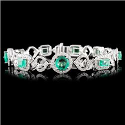 14K Gold 3.70ct Emerald & 2.20ctw Diamond Bracelet