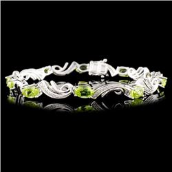 14K Gold 4.88ct Peridot & 0.25ctw Diamond Bracelet