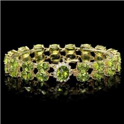 `14k Gold 45ct Peridot 0.50ct Diamond Bracelet