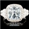 Image 1 : 14K Gold 2.77ct Aquamarine & 0.77ctw Diamond Ring
