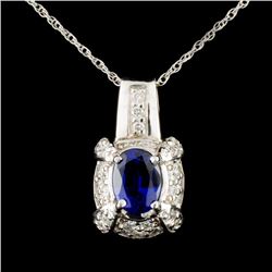 14K Gold 2.31ct Sapphire & 0.63ctw Diamond Pendant