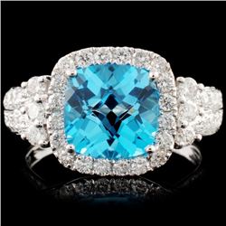 14K Gold 2.82ct Topaz & 0.76ctw Diamond Ring