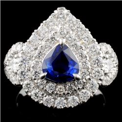 18K Gold 1.10ct Sapphire & 1.43ct Diamond Ring