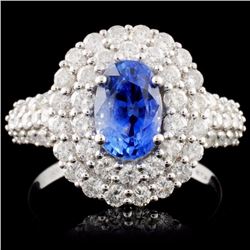 18K White Gold 1.90ct Sapphire & 1.33ct Diamond Ri