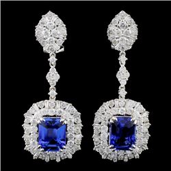 18K Gold 6.13ctw Tanzanite & 3.98ctw Diamond Earri