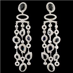 18K Gold 6.13ctw Sapphire & 3.37ctw Diamond Earrin